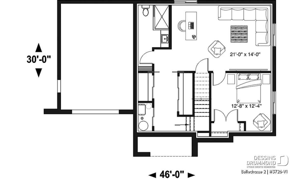 Sous-sol aménagé (Optionel $) - Maison contemporaine 3-4 chambres, garage, plancher spacieux, cuisine, garde-manger et îlot, sous-sol aménagé - Bellechasse 2