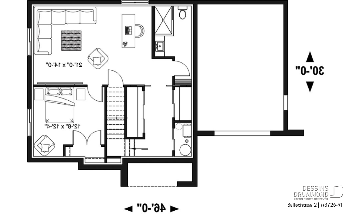 Sous-sol aménagé (Optionel $) - Maison contemporaine 3-4 chambres, garage, plancher spacieux, cuisine, garde-manger et îlot, sous-sol aménagé - Bellechasse 2