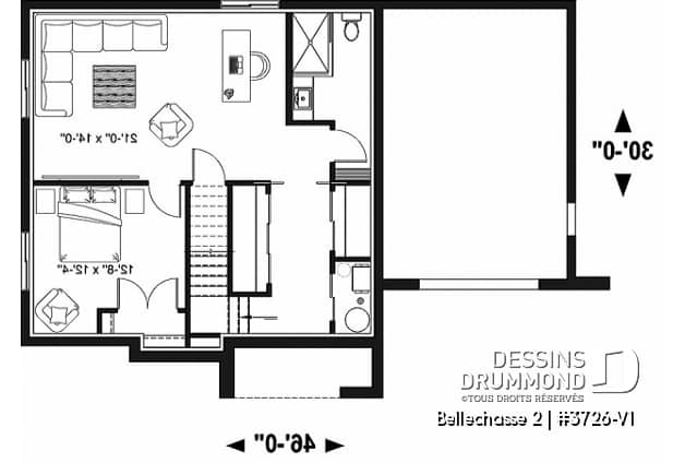 Sous-sol - Maison contemporaine 3 chambres, garage, plancher spacieux, cuisine, garde-manger et îlot, sous-sol aménagé - Bellechasse 2