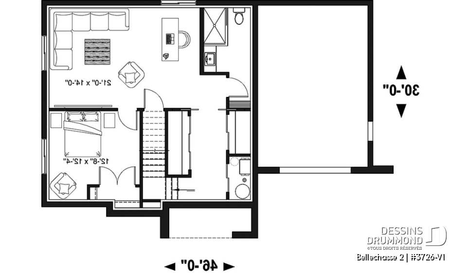 Sous-sol - Maison contemporaine 3-4 chambres, garage, plancher spacieux, cuisine, garde-manger et îlot, sous-sol aménagé - Bellechasse 2