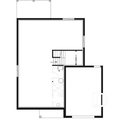 Sous-sol - Plan de maison moderne à étage avec garage, 3 chambres + bureau, garde-manger, îlot - Montarville