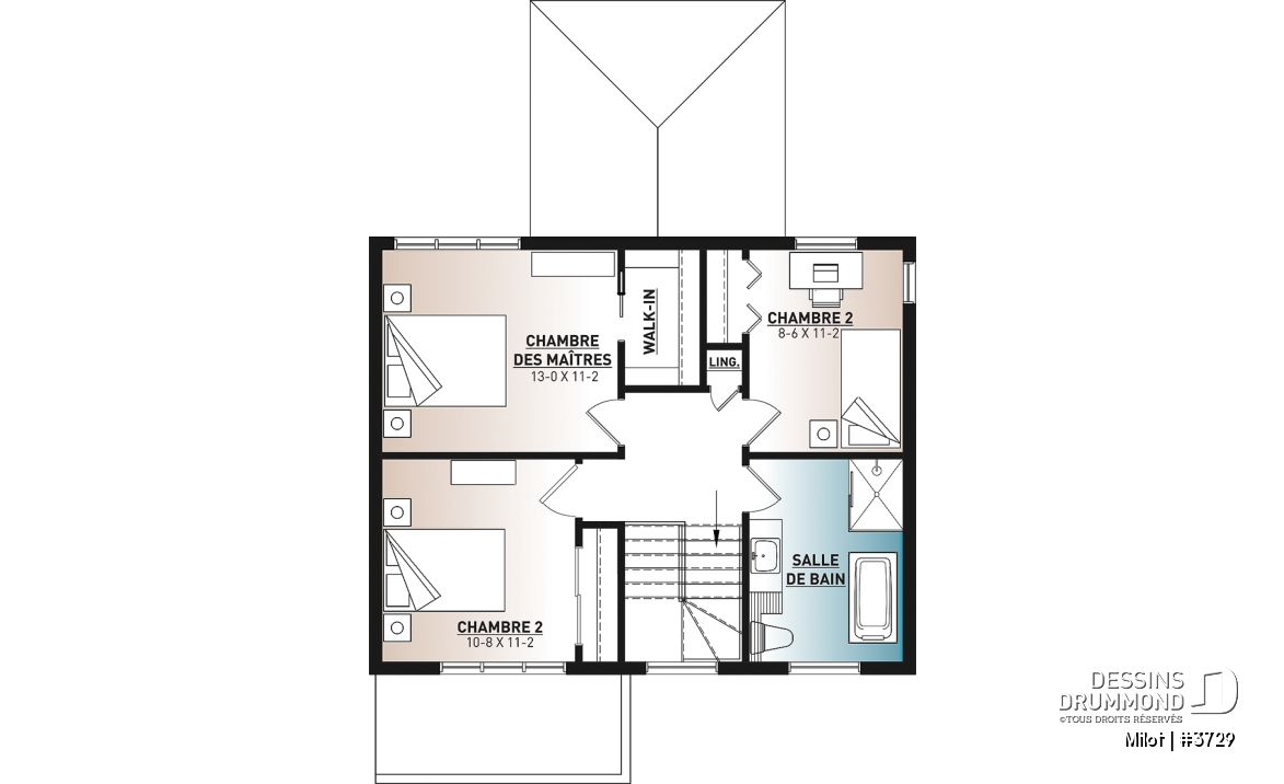 Étage - Maison contemporaine très économique de 2 étages, 3 chambres, vestiaire, superbe cuisine à aire ouverte - Milot