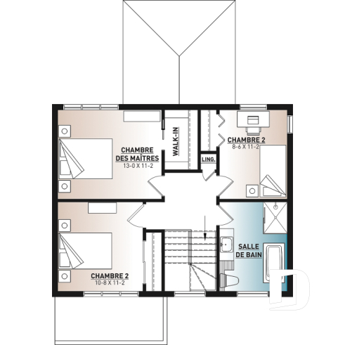 Étage - Maison contemporaine très économique de 2 étages, 3 chambres, vestiaire, superbe cuisine à aire ouverte - Milot