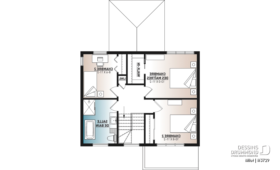 Étage - Maison contemporaine très économique de 2 étages, 3 chambres, vestiaire, superbe cuisine à aire ouverte - Milot