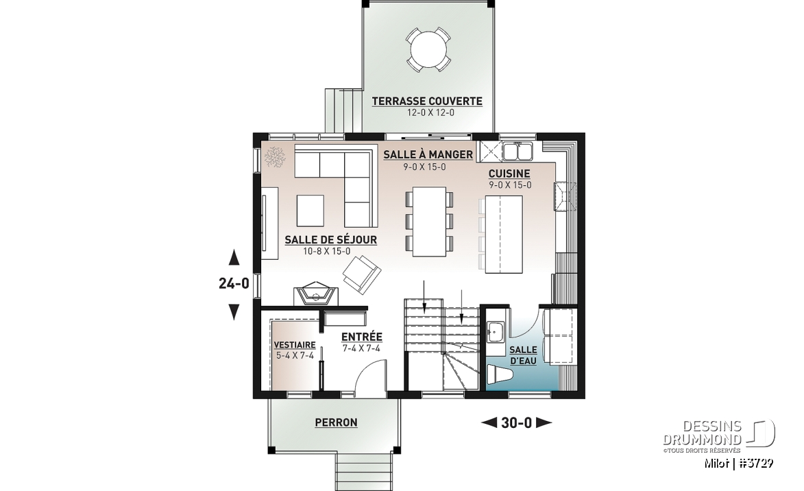Rez-de-chaussée - Maison contemporaine très économique de 2 étages, 3 chambres, vestiaire, superbe cuisine à aire ouverte - Milot