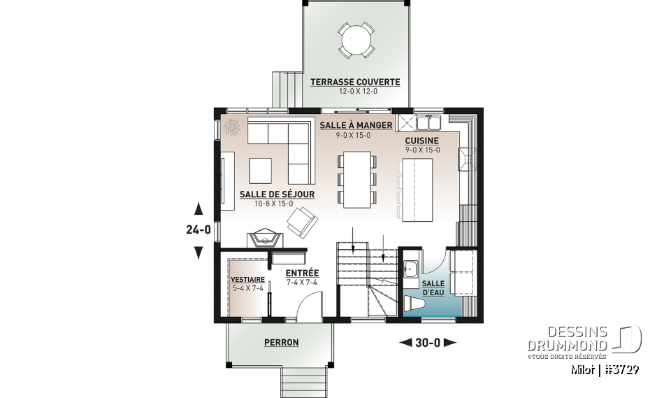 Rez-de-chaussée - Maison contemporaine très économique de 2 étages, 3 chambres, vestiaire, superbe cuisine à aire ouverte - Milot