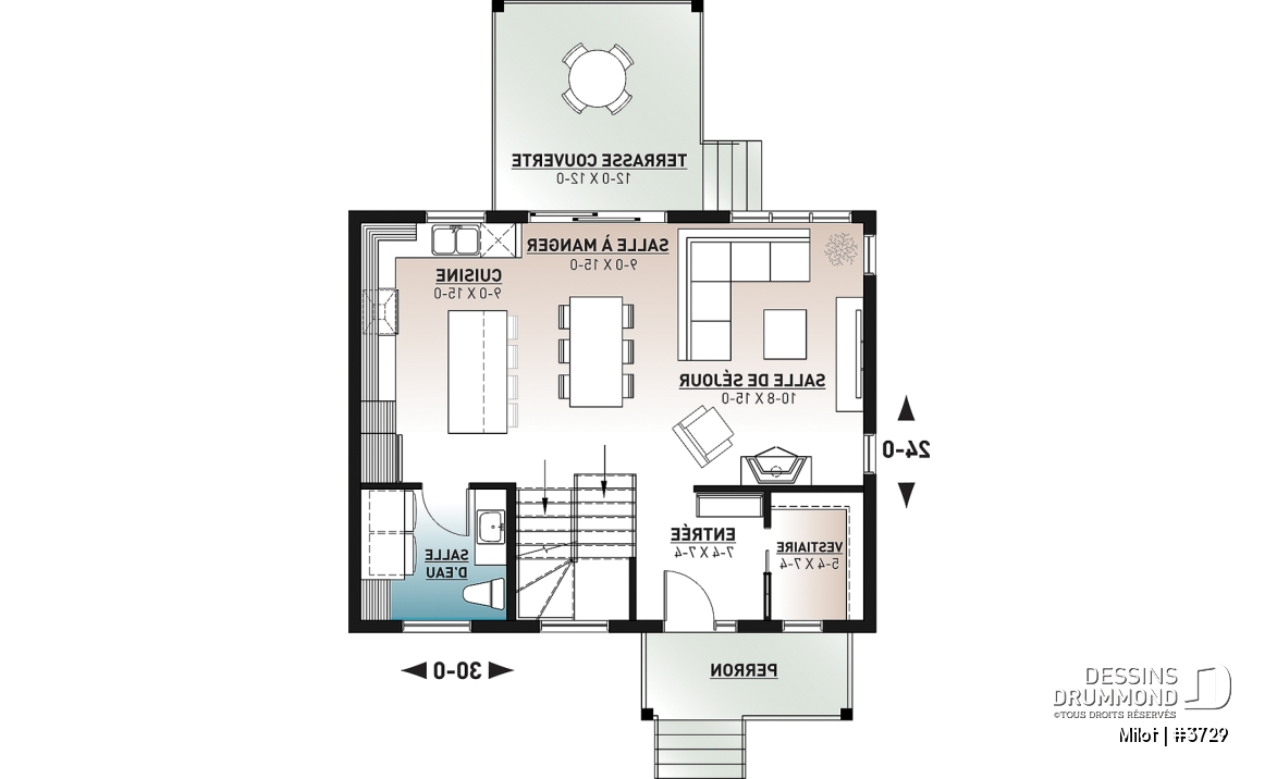 Rez-de-chaussée - Maison contemporaine très économique de 2 étages, 3 chambres, vestiaire, superbe cuisine à aire ouverte - Milot