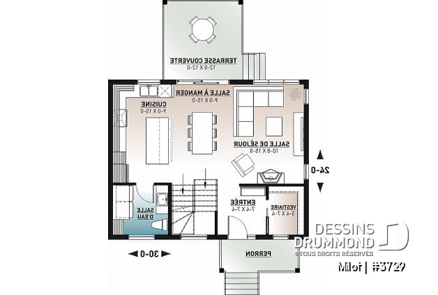 Rez-de-chaussée - Maison contemporaine très économique de 2 étages, 3 chambres, vestiaire, superbe cuisine à aire ouverte - Milot
