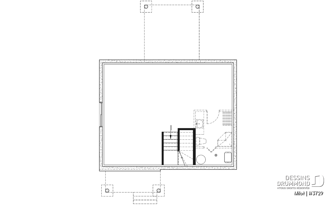 Sous-sol - Maison contemporaine très économique de 2 étages, 3 chambres, vestiaire, superbe cuisine à aire ouverte - Milot