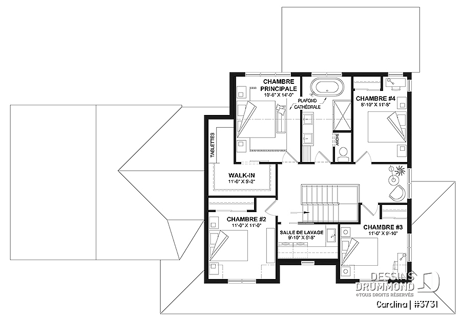 Plan Maison Chambres S Bain Garage Dessins Drummond