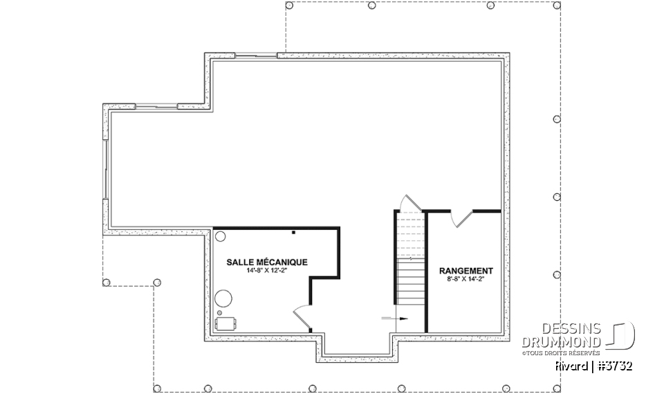 Sous-sol aménageable - Modèle de farmhouse 4 chambres, galerie sur 4 faces, salle de jeux, espace 2 bureaux - Rivard