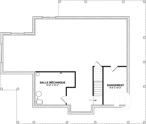 Sous-sol aménageable - Modèle de farmhouse 4 chambres, galerie sur 4 faces, salle de jeux, espace 2 bureaux - Rivard
