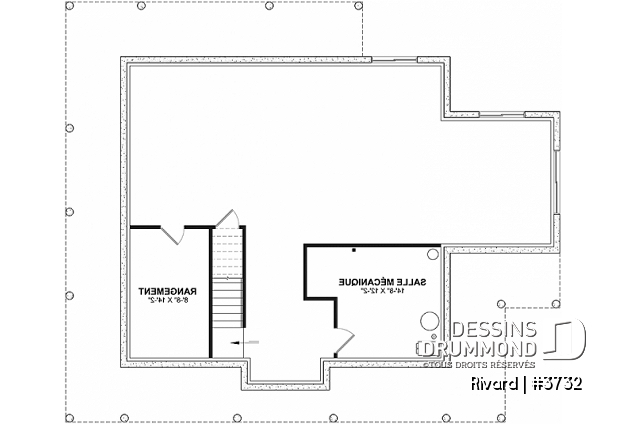 Sous-sol aménageable - Modèle de farmhouse 4 chambres, galerie sur 4 faces, salle de jeux, espace 2 bureaux - Rivard