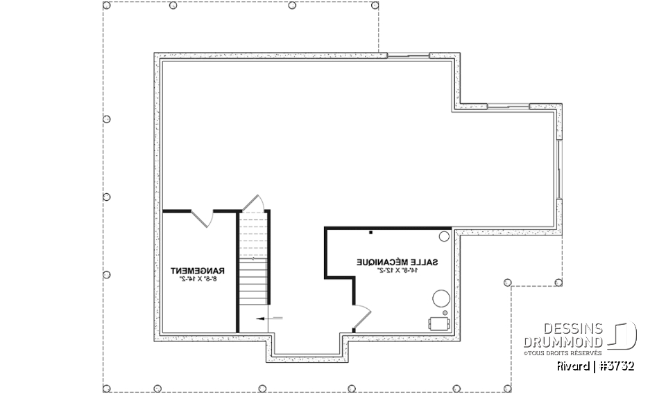 Sous-sol aménageable - Modèle de farmhouse 4 chambres, galerie sur 4 faces, salle de jeux, espace 2 bureaux - Rivard