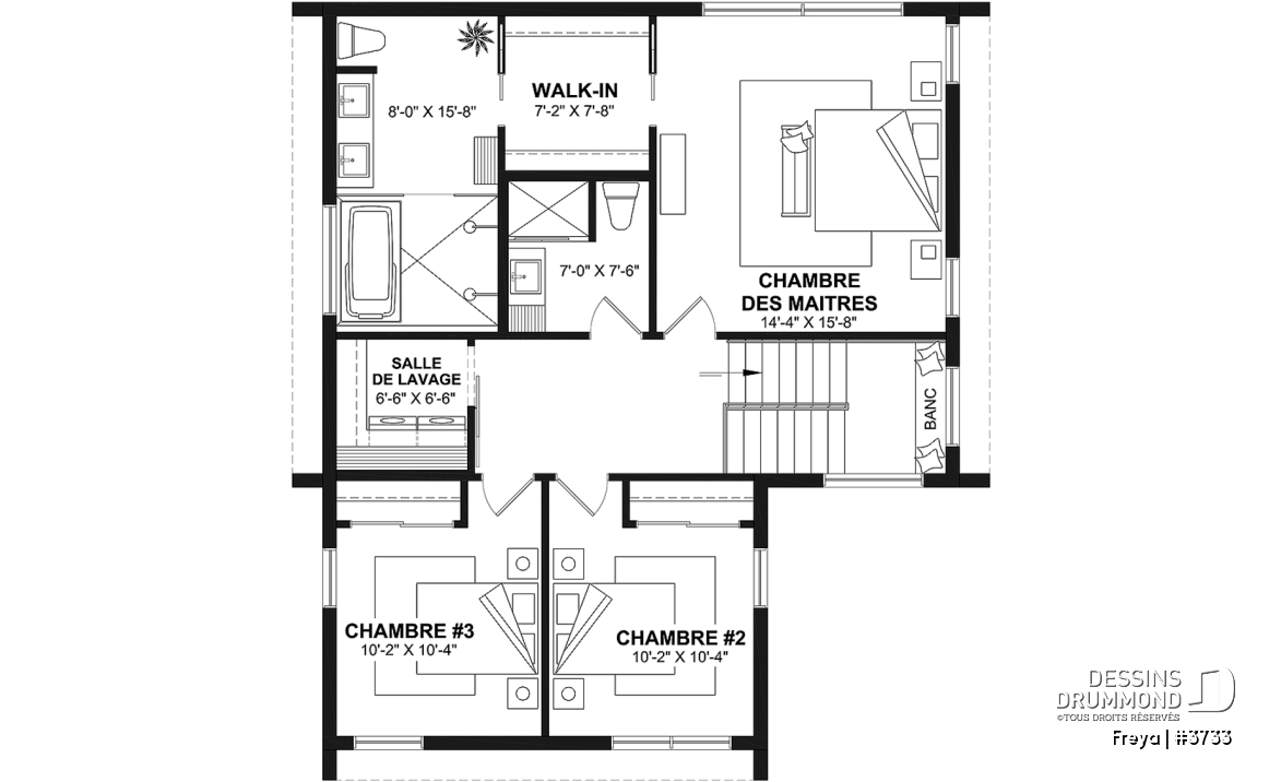 Étage - Belle maison de style scandinave minimaliste, 3 à 5 chambres + bureau, sous-sol optionnel - Freya