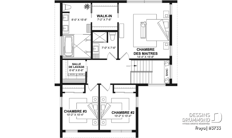 Étage - Belle maison de style scandinave minimaliste, 3 à 5 chambres + bureau, sous-sol optionnel - Freya
