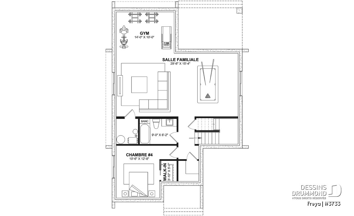 Sous-sol aménagé (Optionel $) - Belle maison de style scandinave minimaliste, 3 à 5 chambres + bureau, sous-sol optionnel - Freya