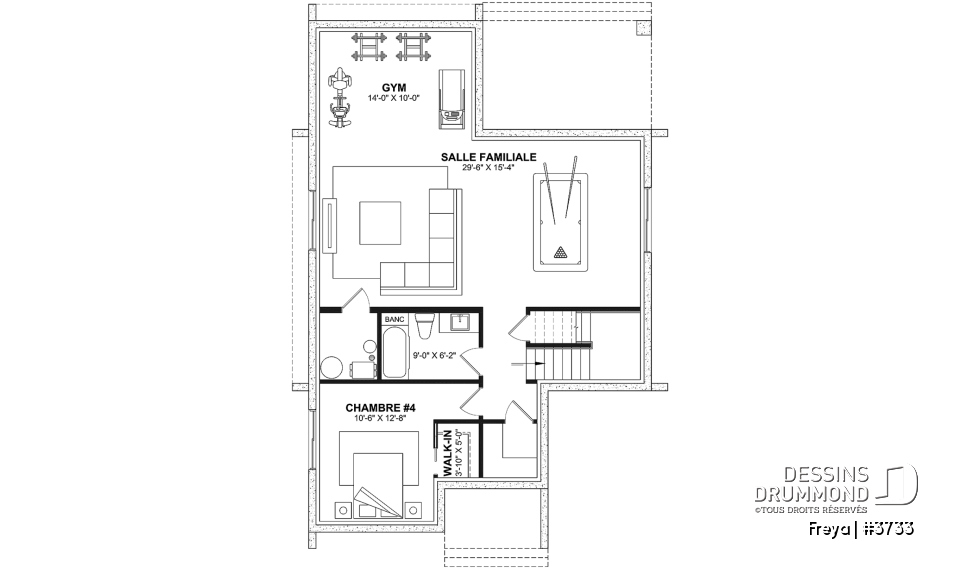 Sous-sol aménagé (Optionel $) - Belle maison de style scandinave minimaliste, 3 à 5 chambres + bureau, sous-sol optionnel - Freya