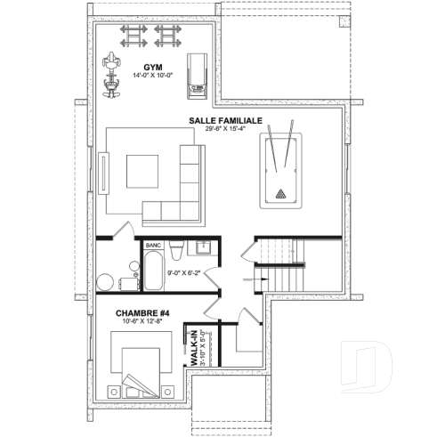 Sous-sol aménagé (Optionel $) - Belle maison de style scandinave minimaliste, 3 à 5 chambres + bureau, sous-sol optionnel - Freya