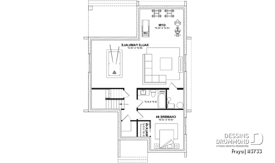 Sous-sol aménagé (Optionel $) - Belle maison de style scandinave minimaliste, 3 à 5 chambres + bureau, sous-sol optionnel - Freya