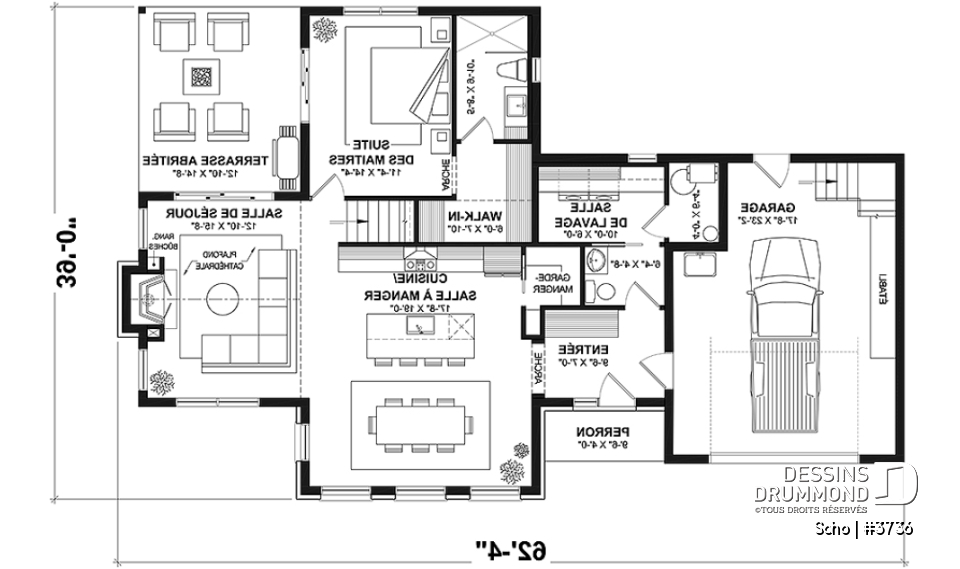Rez-de-chaussée - Maison de style transitionnel à aire ouverte, suite des parents au rez-de-chaussée, bureau à l'étage - Soho