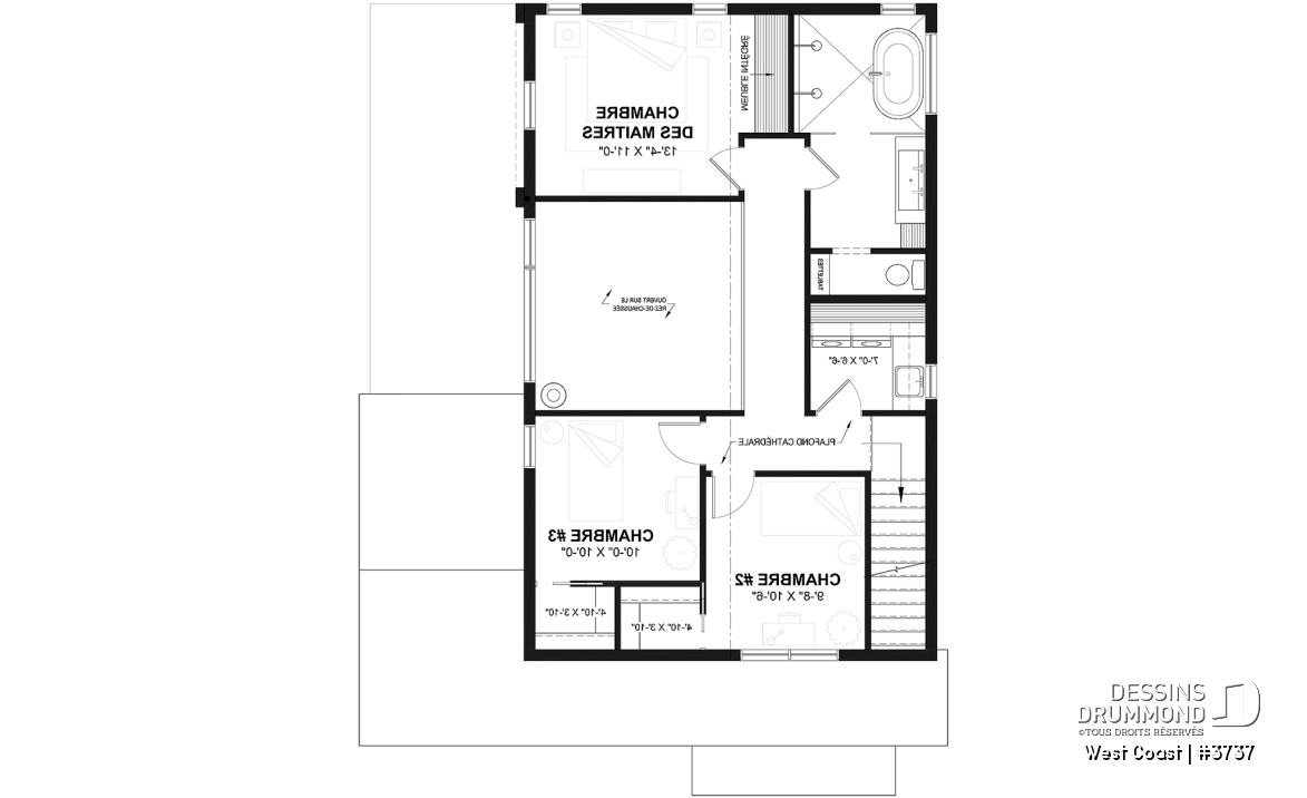 Étage - Plan de maison parfaite pour terrain avec vue, proposant 3 chambres, garage et aire ouverte! - West Coast