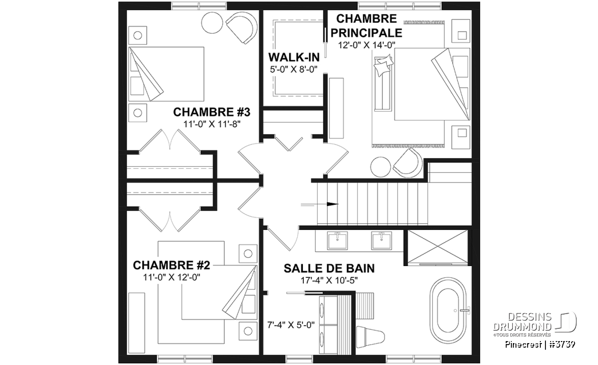 Étage - Maison moderne rustique 2 étages économique proposant 3 chambres, bureau, grand vestiaire et garde-manger - Pinecrest