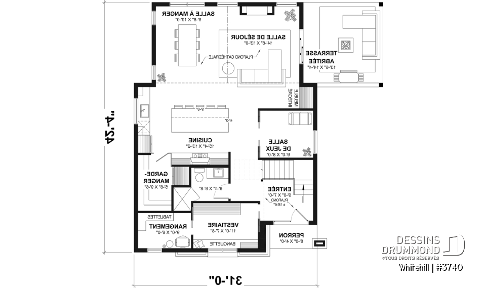 Rez-de-chaussée - Maison à étage sur dalle de béton, aire ouverte et salle de jeux au rez-de-chaussée, 3 chambres - Whitehill