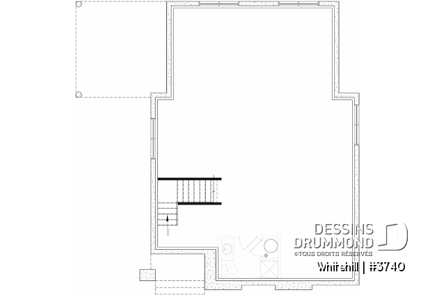 Sous-sol aménageable - Maison à étage sur dalle de béton, aire ouverte et salle de jeux au rez-de-chaussée, 3 chambres - Whitehill