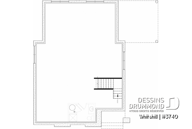 Sous-sol aménageable (Optionel $) du plan de maison unifamiliale 3740 Sous-sol aménageable (Optionel $) - Maison à étage sur dalle de béton, aire ouverte et salle de jeux au rez-de-chaussée, 3 chambres - Whitehill