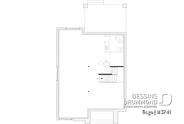 Sous-sol aménageable - Plan maison moderne 3 à 5 chambres, bureau, 2.5 sdb, suite des parents à l'étage, s-sol aménagé optionnel ($) - Tiago