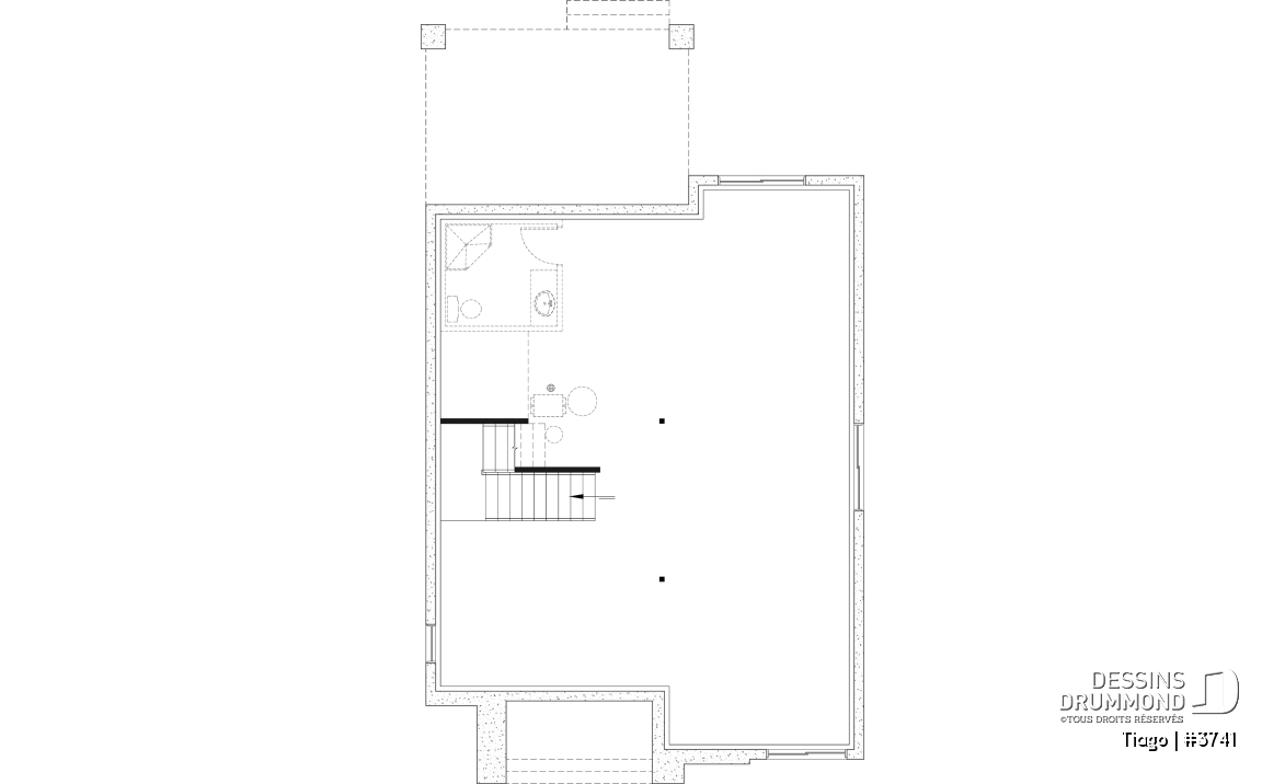 Sous-sol aménageable - Plan maison moderne 3 à 5 chambres, bureau, 2.5 sdb, suite des parents à l'étage, s-sol aménagé optionnel ($) - Tiago