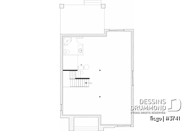 Sous-sol aménageable - Plan maison moderne 3 à 5 chambres, bureau, 2.5 sdb, suite des parents à l'étage, s-sol aménagé optionnel ($) - Tiago