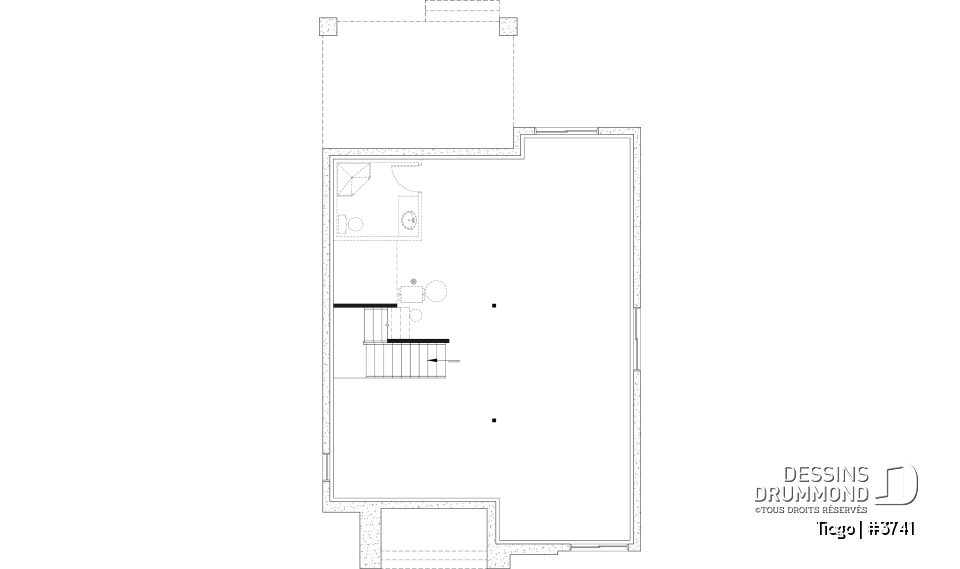 Sous-sol aménageable - Plan maison moderne 3 à 5 chambres, bureau, 2.5 sdb, suite des parents à l'étage, s-sol aménagé optionnel ($) - Tiago
