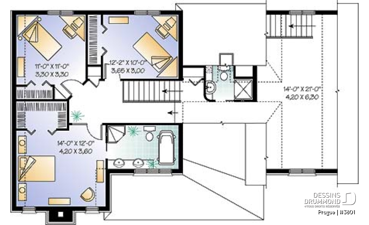Étage - Maison champêtre avec espace boni, 3 chambres, 2 salled de séjour, foyer, grande cuisine avec îlot - Prague