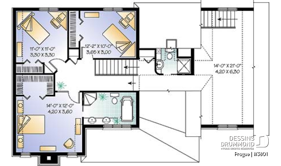 Étage - Maison champêtre avec espace boni, 3 chambres, 2 salled de séjour, foyer, grande cuisine avec îlot - Prague
