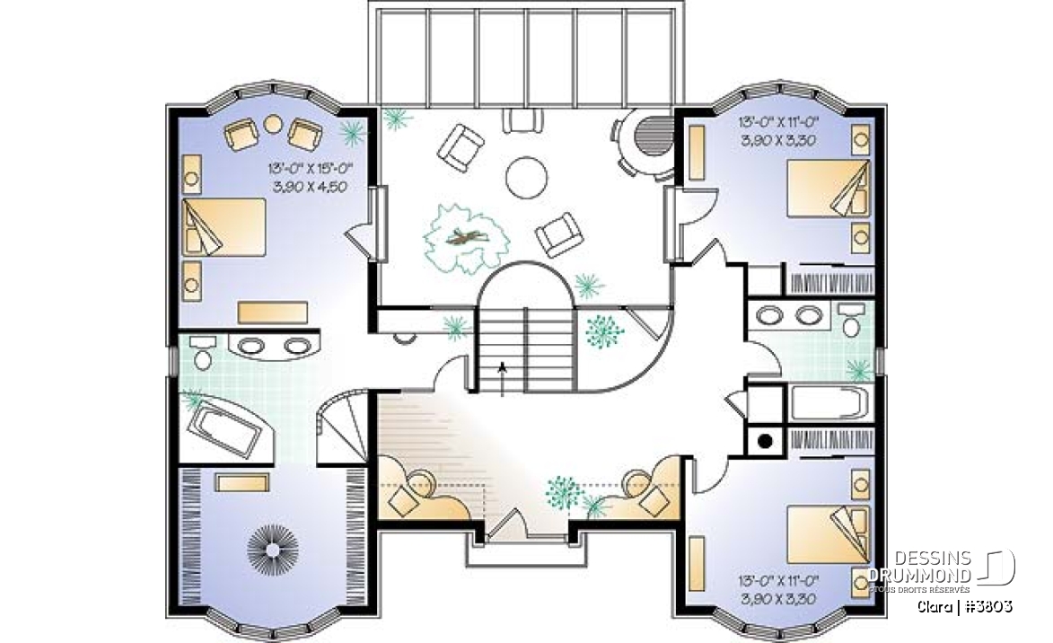 Étage - Maison avec cinéma maison, salle détente avec spa en solarium, balcon intérieur, 2 espaces bureau - Clara