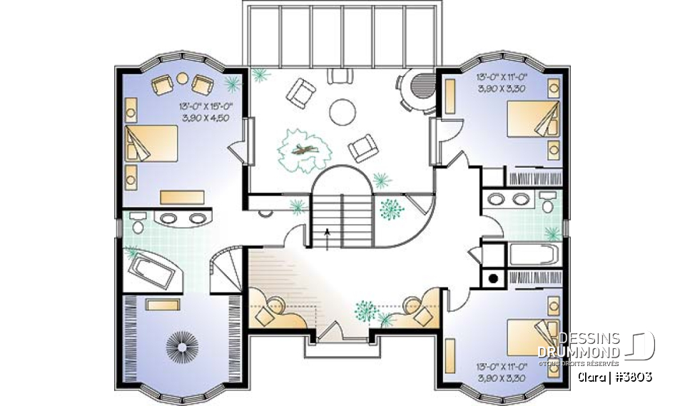 Étage - Maison avec cinéma maison, salle détente avec spa en solarium, balcon intérieur, 2 espaces bureau - Clara
