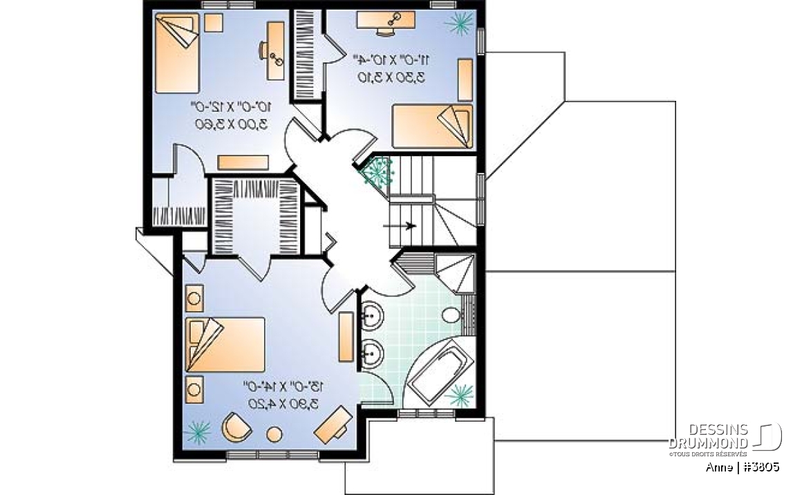 Étage - Maison d'inspiration anglaise, 3 chambres, buanderie au r-d-c, suite des maîtres, garage - Anne