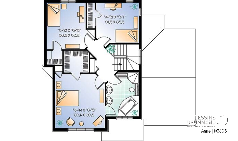 Étage - Maison d'inspiration anglaise, 3 chambres, buanderie au r-d-c, suite des maîtres, garage - Anne