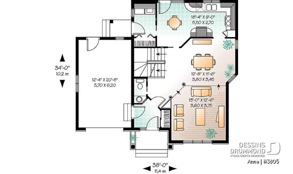 Rez-de-chaussée - Maison d'inspiration anglaise, 3 chambres, buanderie au r-d-c, suite des maîtres, garage - Anne