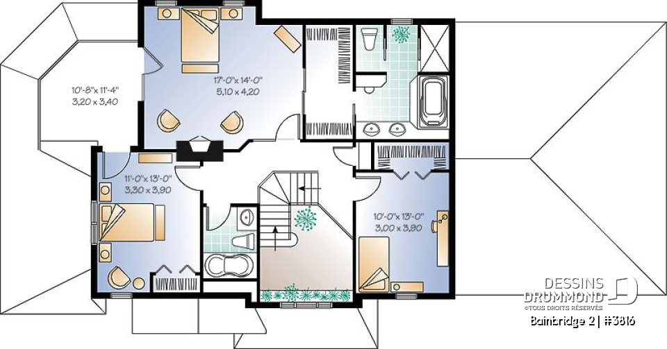 Étage - Superbe lumière naturelle, plan de maison 3 chambres, bureau, balcon à l'étage, solarium - Bainbridge 2