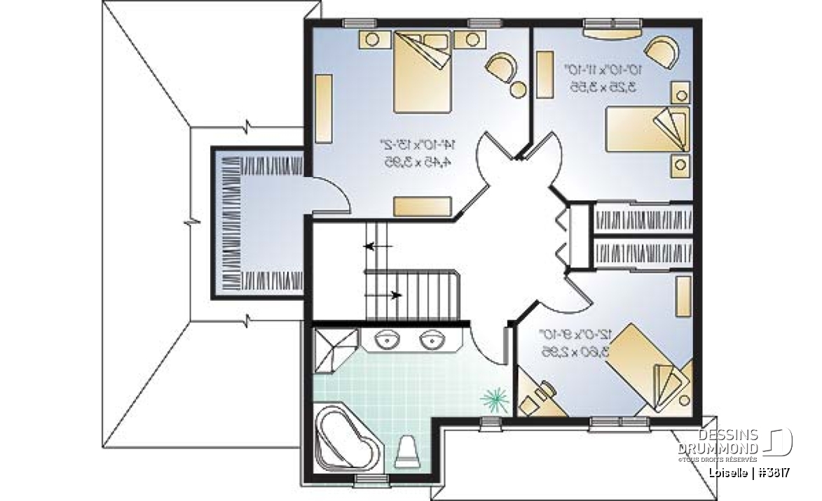 Étage - Plan d'inspiration anglaise, salle à manger formelle, maîtres avec grand walk-in, 3 chambre, garage - Loiselle