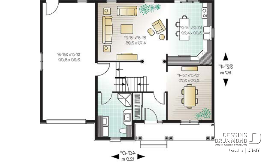 Rez-de-chaussée - Plan d'inspiration anglaise, salle à manger formelle, maîtres avec grand walk-in, 3 chambre, garage - Loiselle