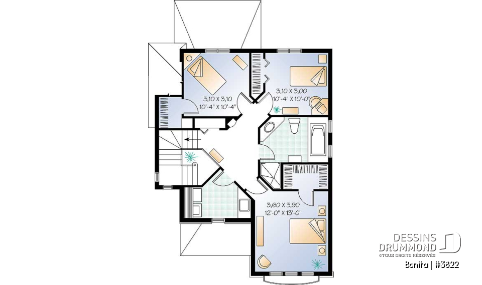 Étage - Espace remarquablement ouvert, 3 chambres, plafond cathédrale, garage - Bonita