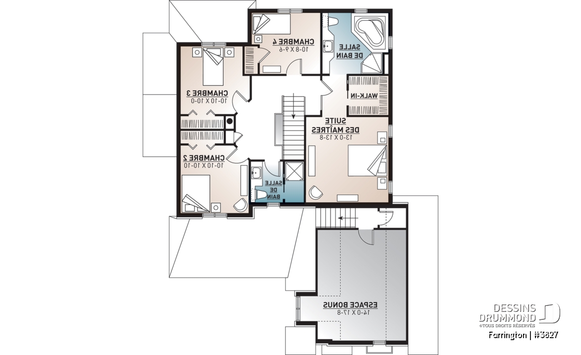 Étage - Plan de maison 4 chambres + espace boni, bureau à domicile, plafond 9', foyer en coin, garage double - Farrington