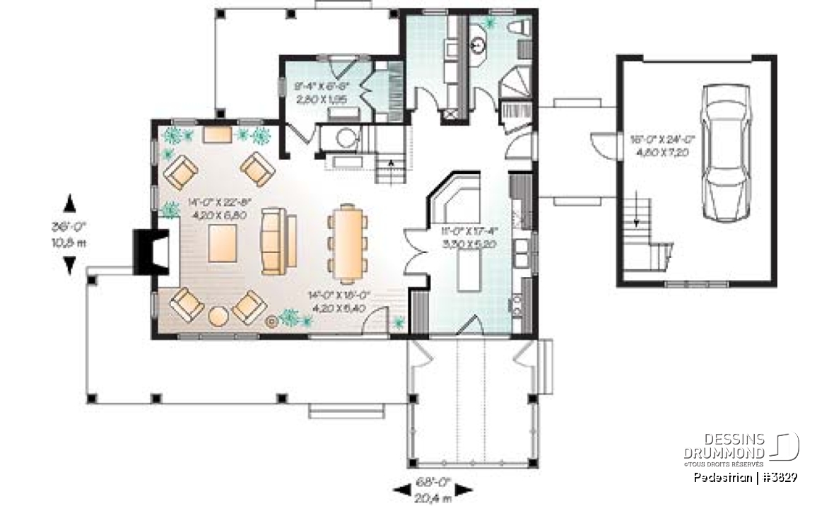 Rez-de-chaussée - Maison ou chalet bord de l'eau, 4 chambres, espace ouvert, plafond 9', abri moustiquaire, garage abritée - Pedestrian