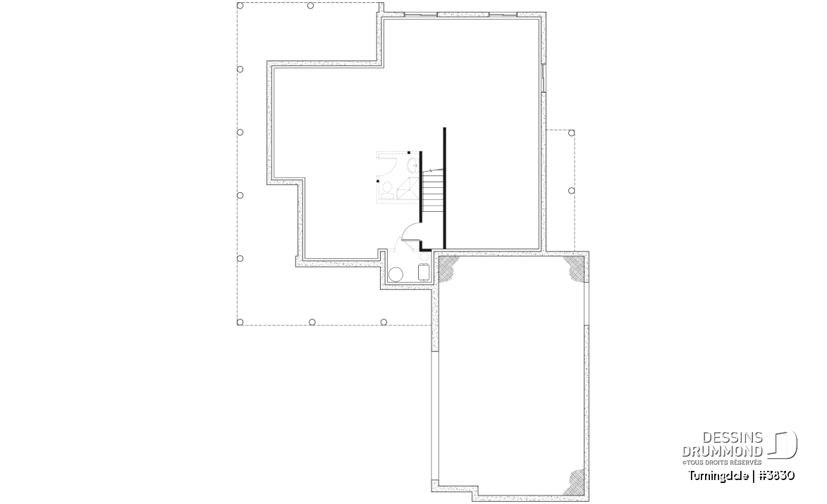 Sous-sol aménageable - Plan de maison farmhouse 4 chambres, garage double, bureau à domicile &amp; grand espace boni au-dessus du garage - Turningdale