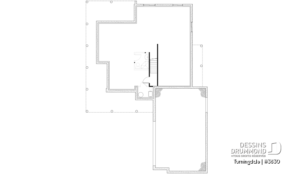 Sous-sol aménageable - Plan de maison farmhouse 4 chambres, garage double, bureau à domicile &amp; grand espace boni au-dessus du garage - Turningdale