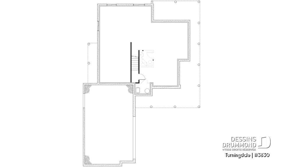 Sous-sol aménageable - Plan de maison farmhouse 4 chambres, garage double, bureau à domicile &amp; grand espace boni au-dessus du garage - Turningdale